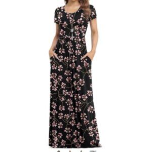 Short Sleeve Pocketed Maxi Long dress